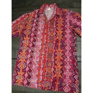 90s Vintage Big Front Uniforms Abstract Print Button Up Hawaiian Shirt S / M